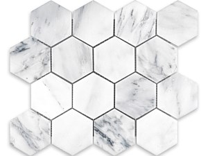 Oriental White Marble Hexagon 3 Polished or Honed